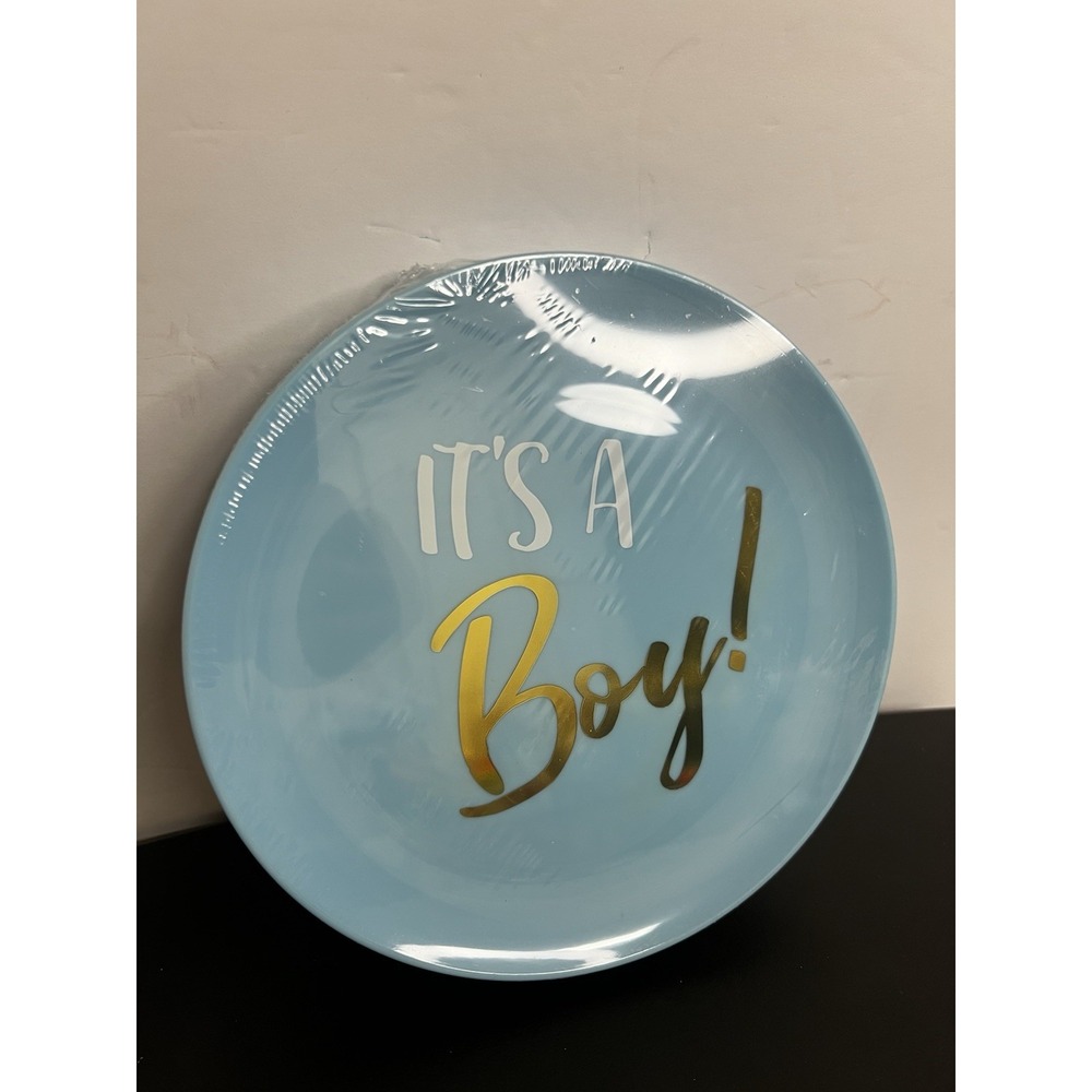 "It's A Boy" Baby Shower Plates - 7.5" Coupe Plastic‎ Plates, 20 Ct, Blue, New